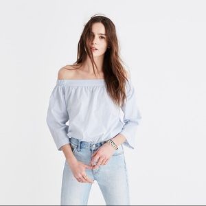 Madewell Clean Off The Shoulder Top Stripe Blue